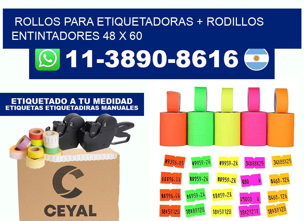 rollos para etiquetadoras + rodillos entintadores 48 x 60