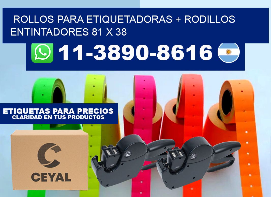 rollos para etiquetadoras + rodillos entintadores 81 x 38