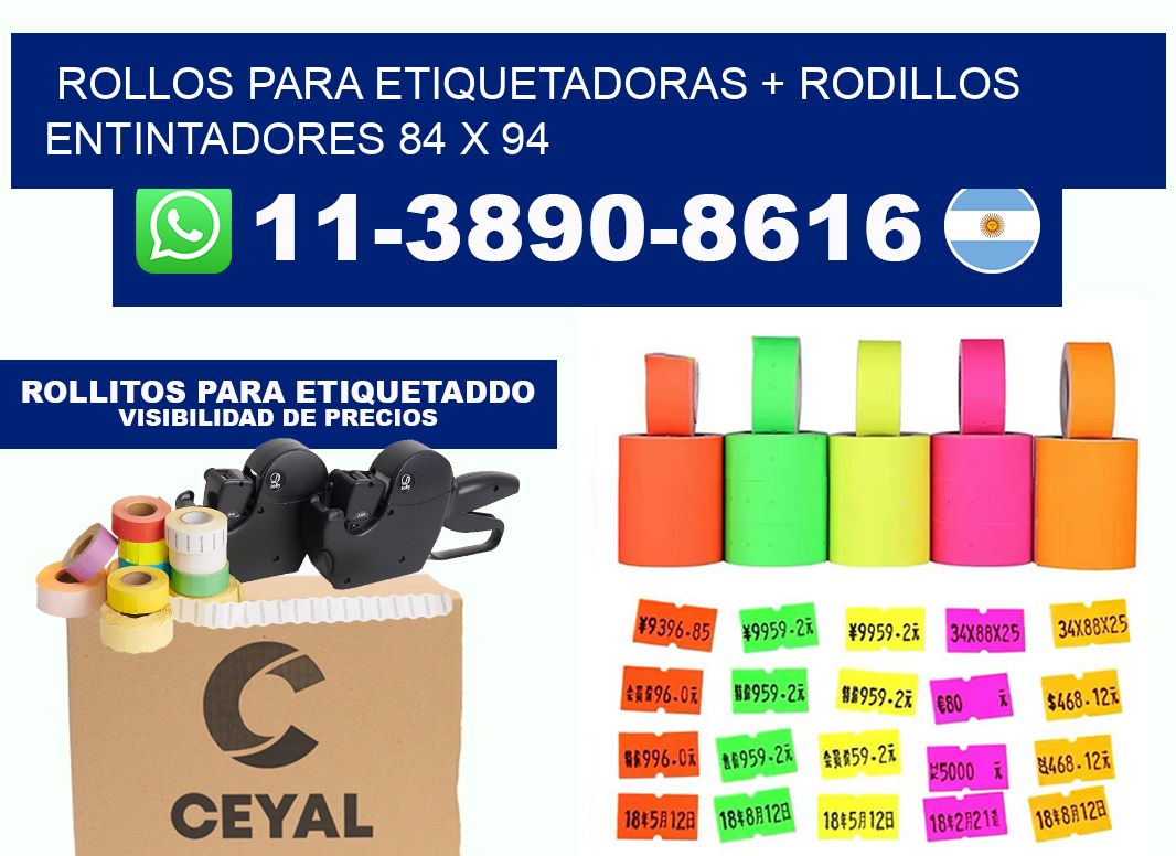 rollos para etiquetadoras + rodillos entintadores 84 x 94