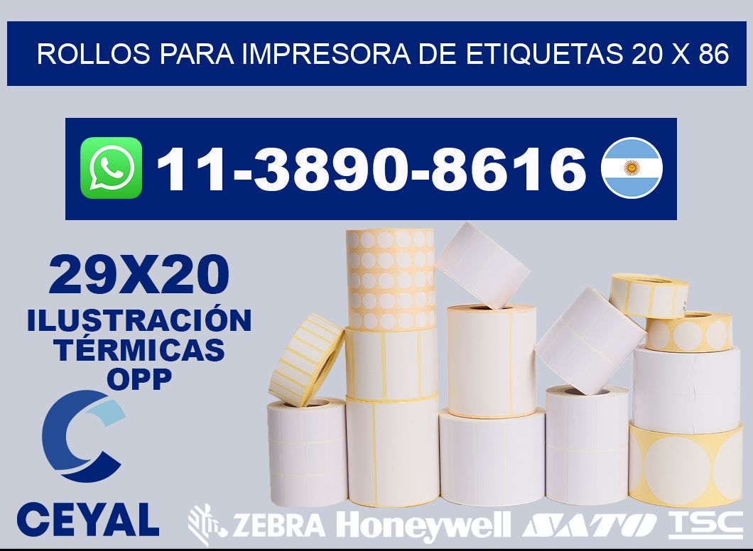 rollos para impresora de etiquetas 20 x 86