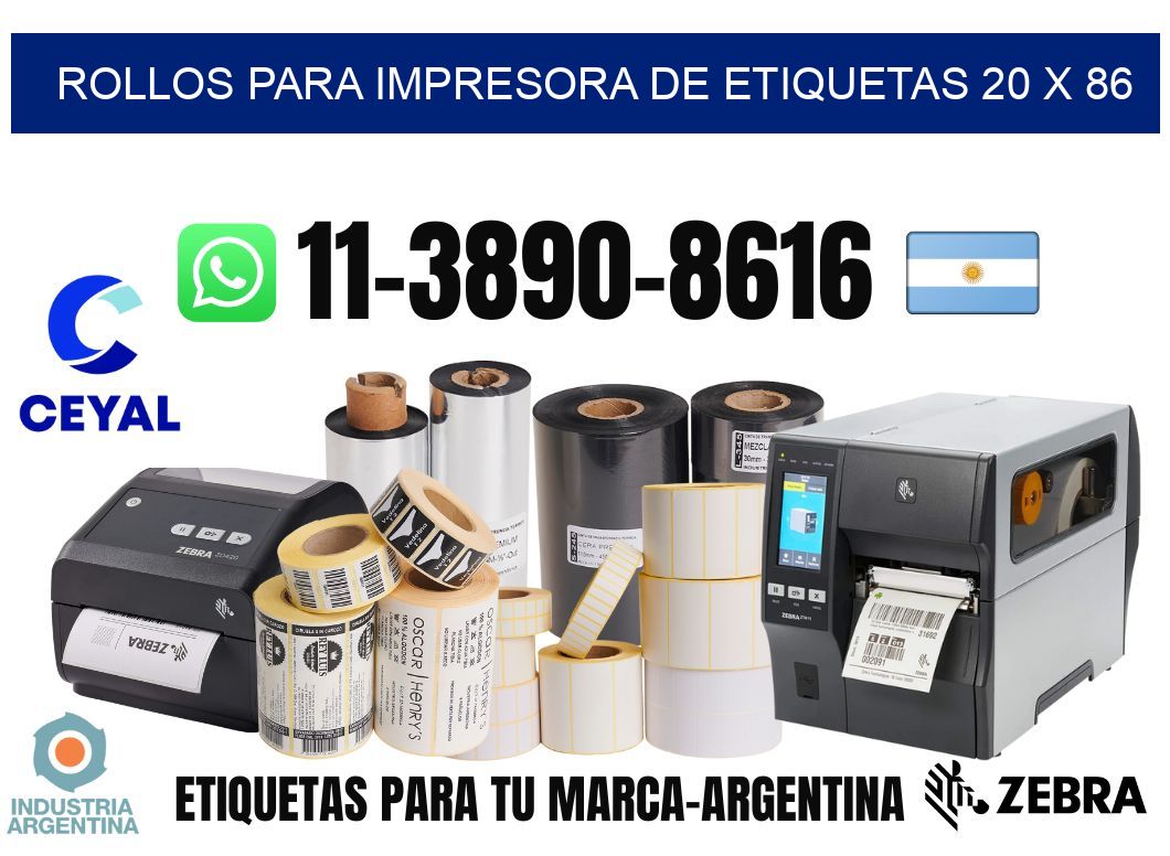 rollos para impresora de etiquetas 20 x 86