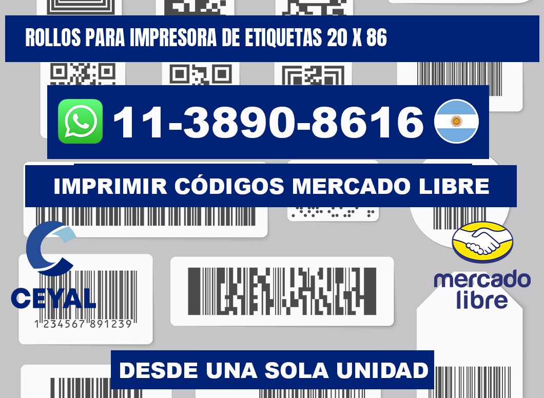 rollos para impresora de etiquetas 20 x 86