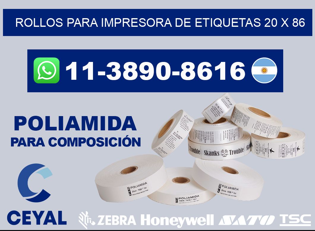 rollos para impresora de etiquetas 20 x 86