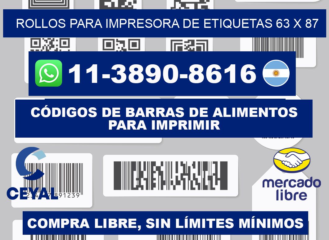 rollos para impresora de etiquetas 63 x 87