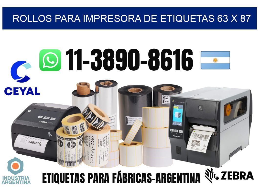rollos para impresora de etiquetas 63 x 87