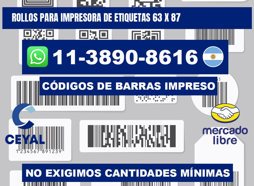 rollos para impresora de etiquetas 63 x 87