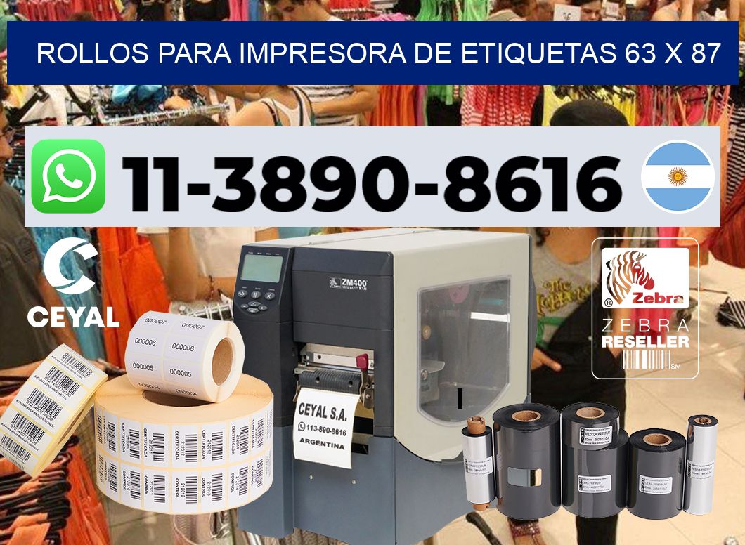 rollos para impresora de etiquetas 63 x 87