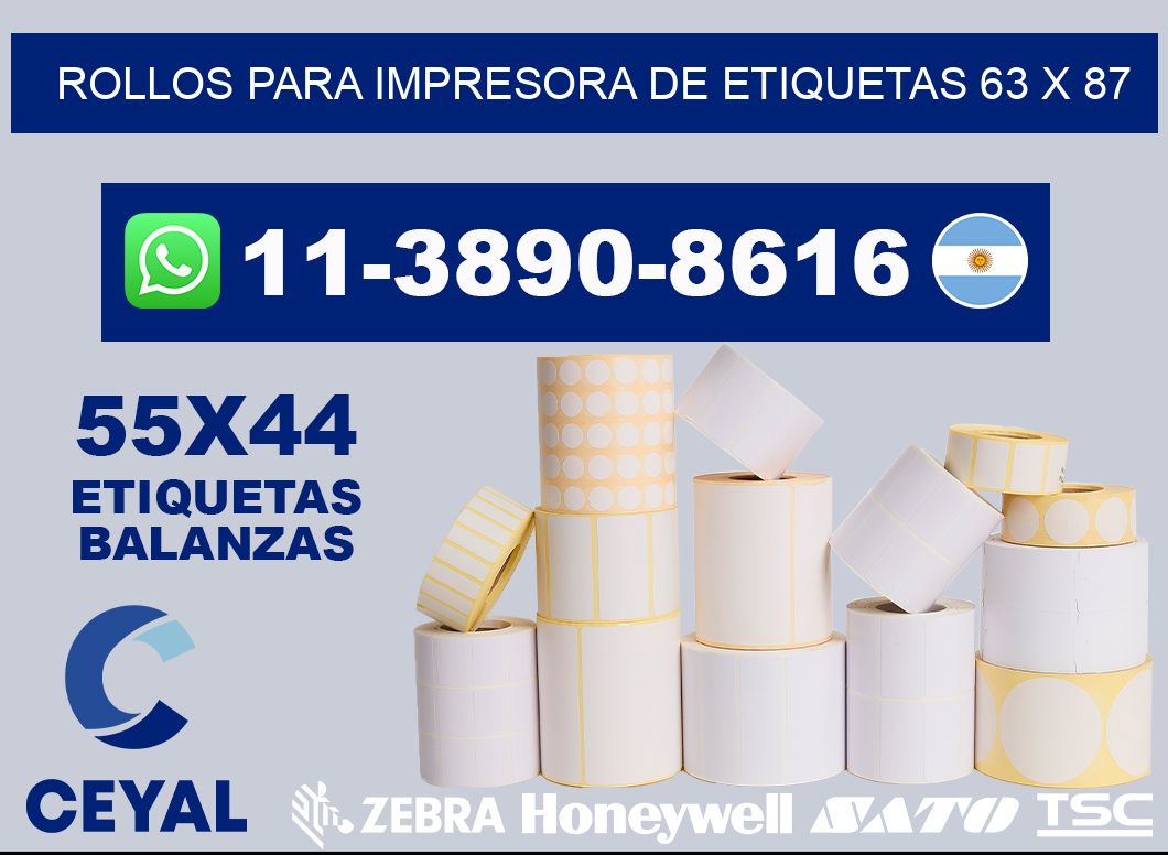 rollos para impresora de etiquetas 63 x 87