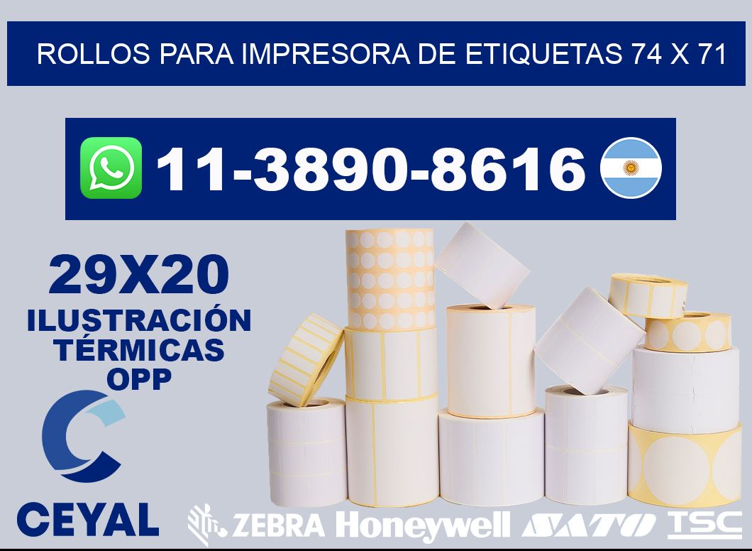 rollos para impresora de etiquetas 74 x 71