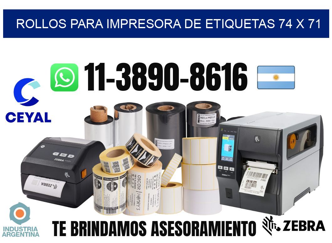 rollos para impresora de etiquetas 74 x 71