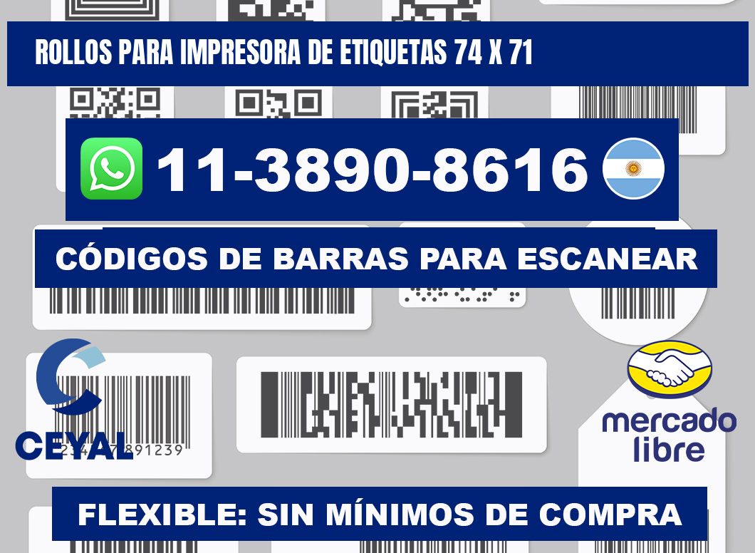 rollos para impresora de etiquetas 74 x 71