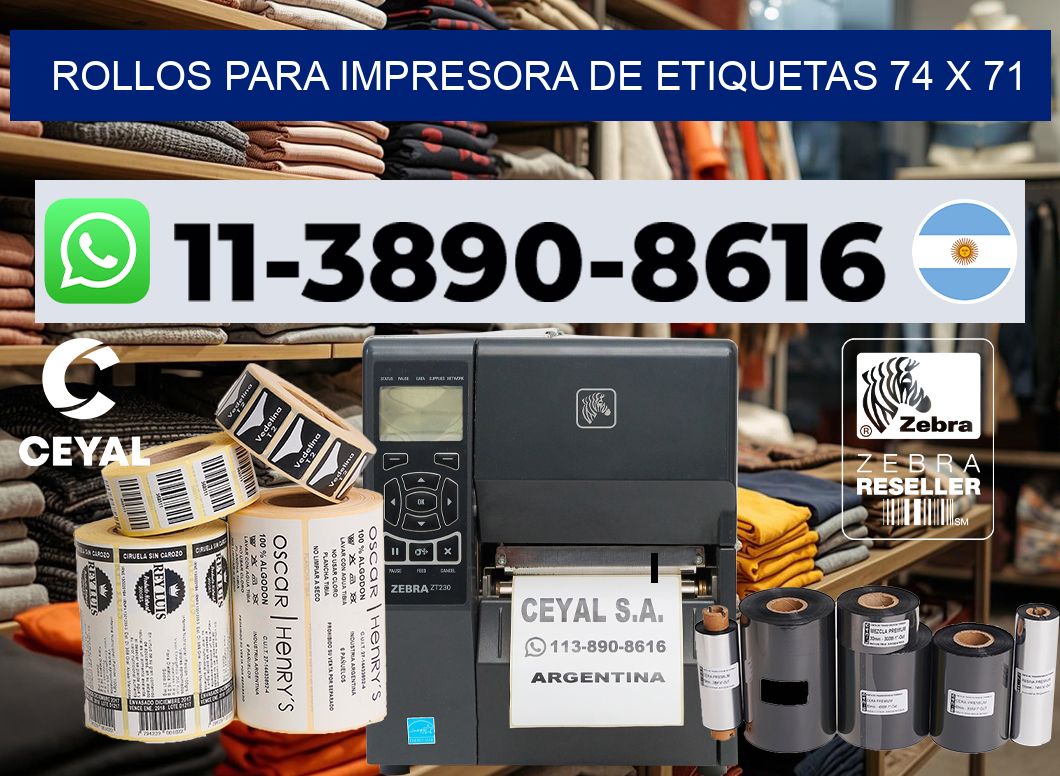 rollos para impresora de etiquetas 74 x 71