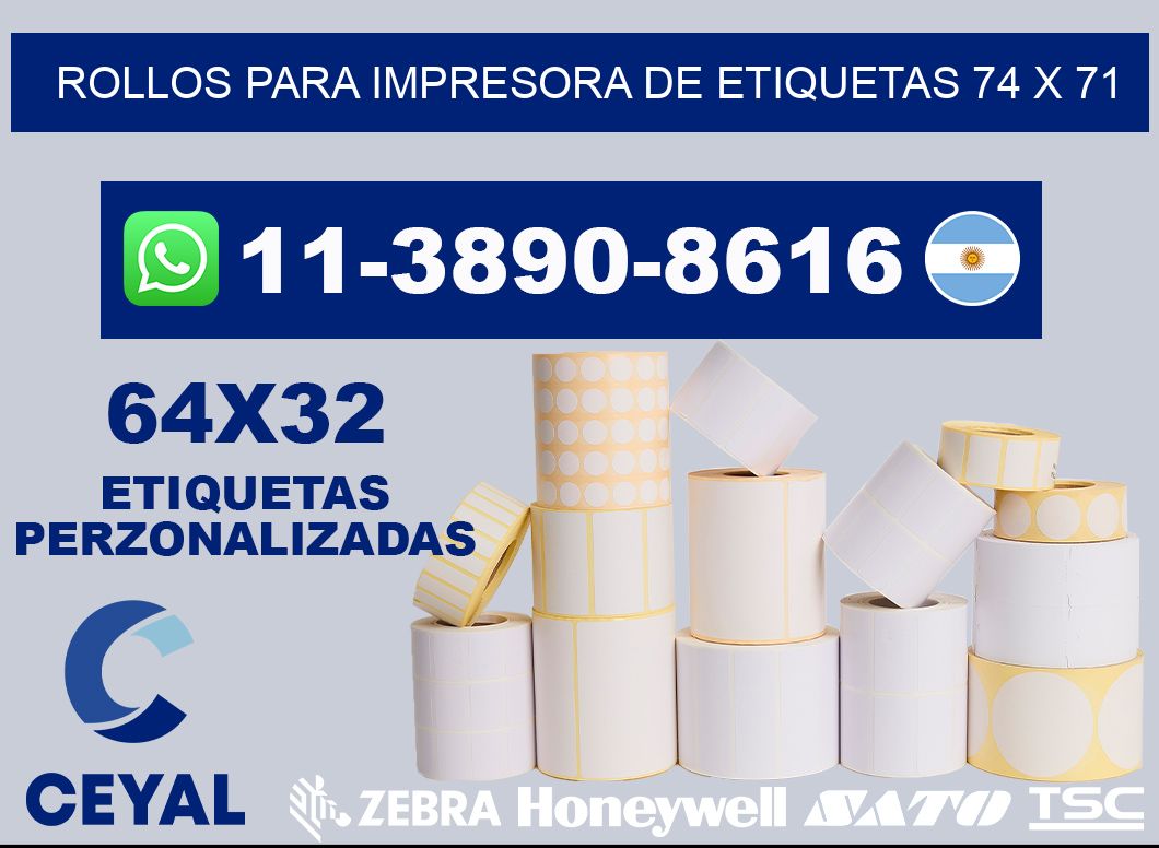 rollos para impresora de etiquetas 74 x 71