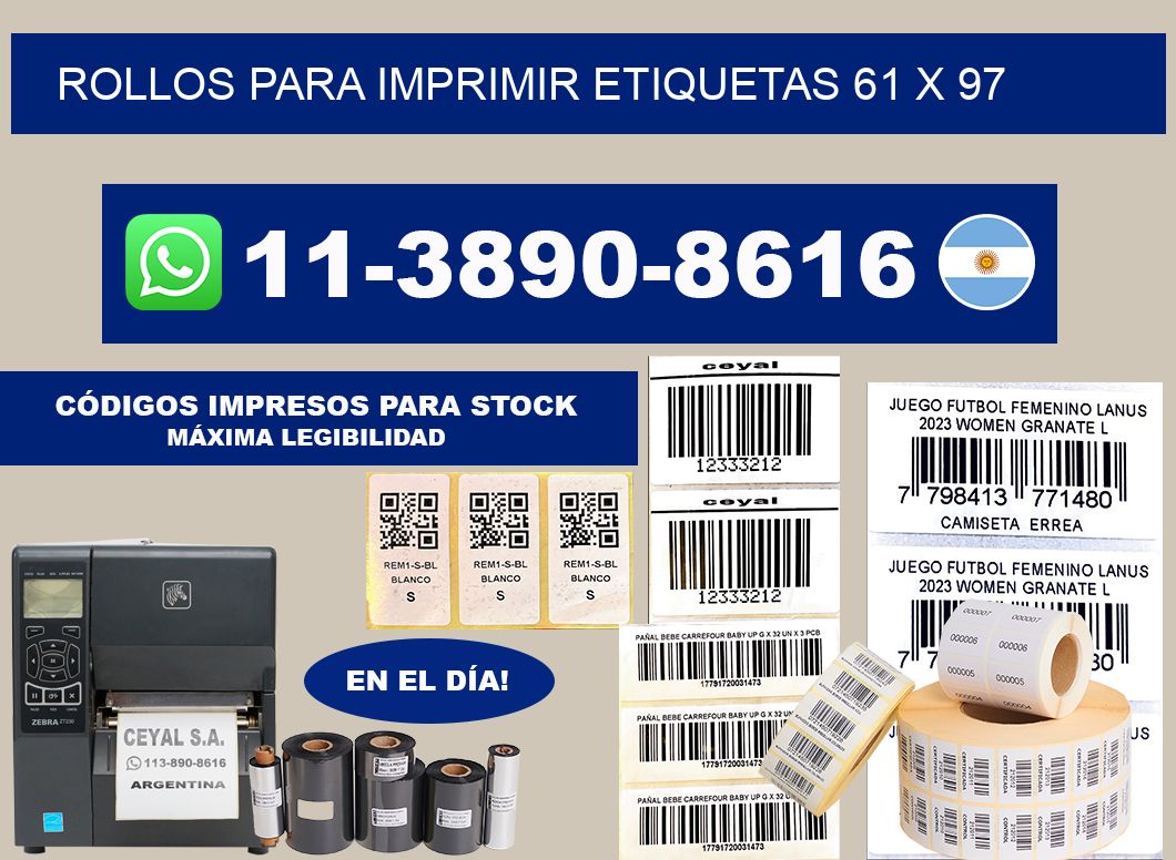 rollos para imprimir etiquetas 61 x 97