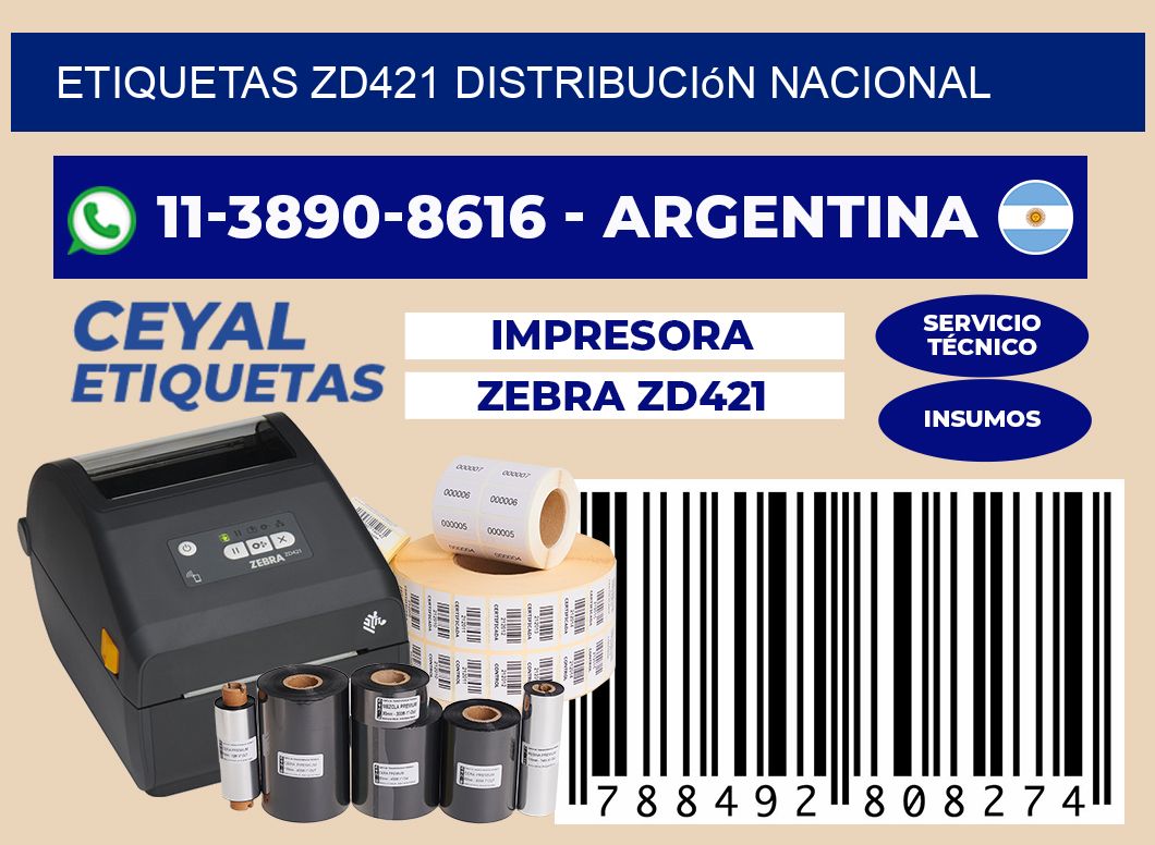 ETIQUETAS ZD421 distribución nacional