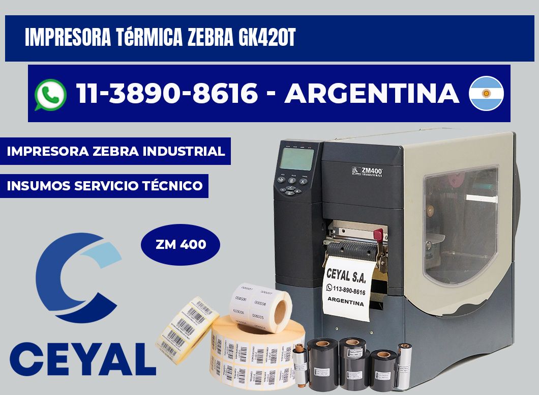 Impresora térmica Zebra gk420t