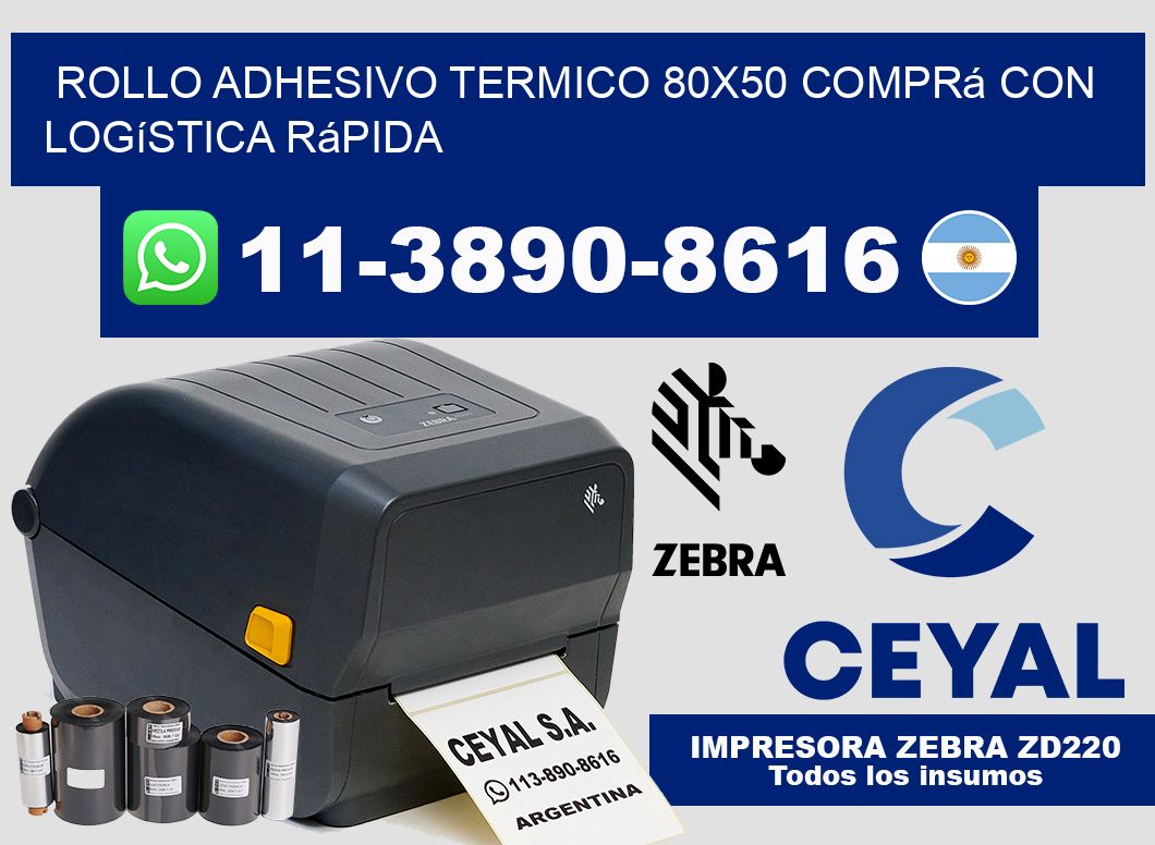 ROLLO ADHESIVO TERMICO 80×50 Comprá con logística rápida