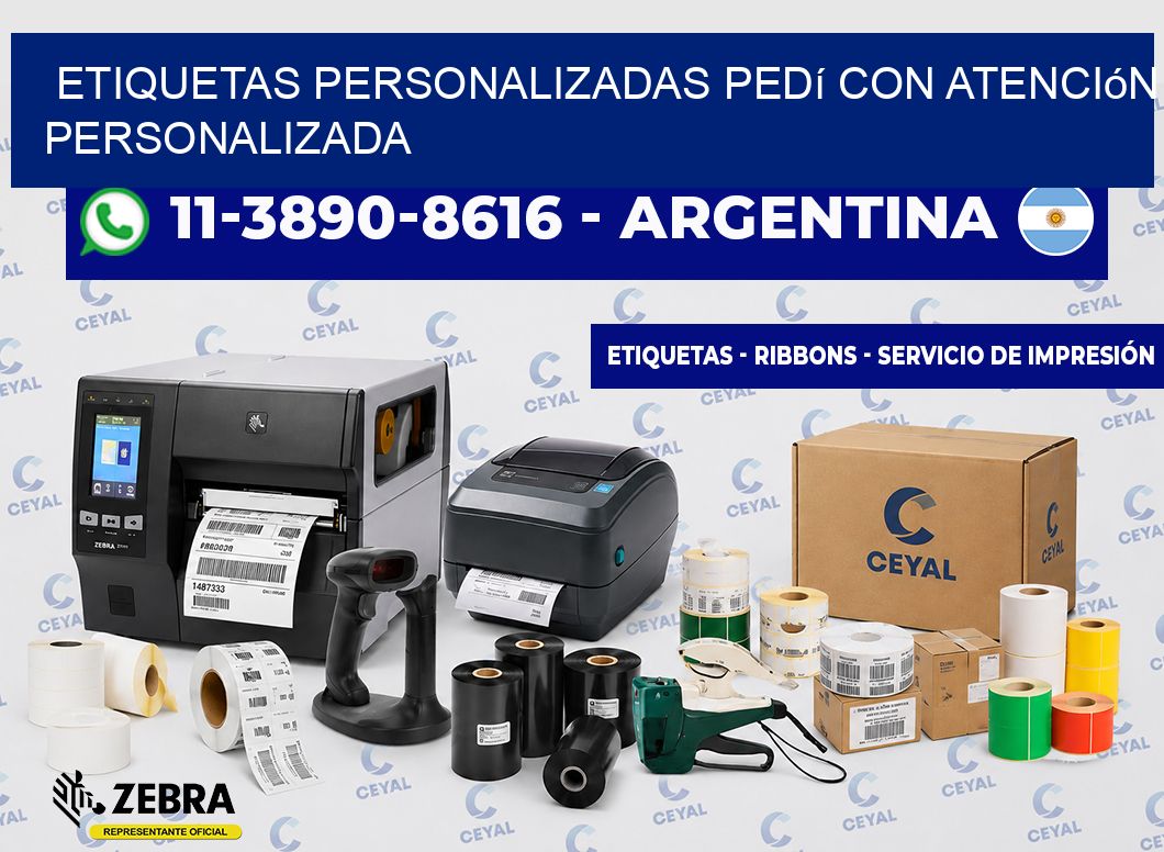 etiquetas personalizadas Pedí con atención personalizada