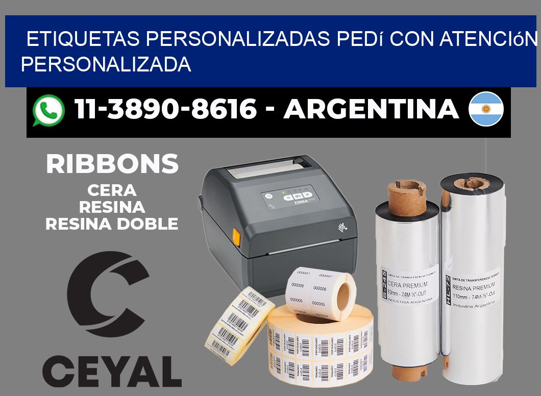 etiquetas personalizadas Pedí con atención personalizada