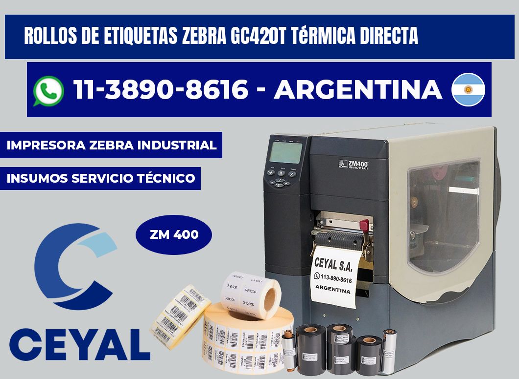 rollos de etiquetas zebra Gc420t térmica directa