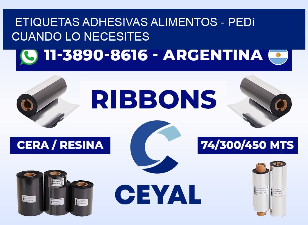 ETIQUETAS ADHESIVAS ALIMENTOS - Pedí cuando lo necesites