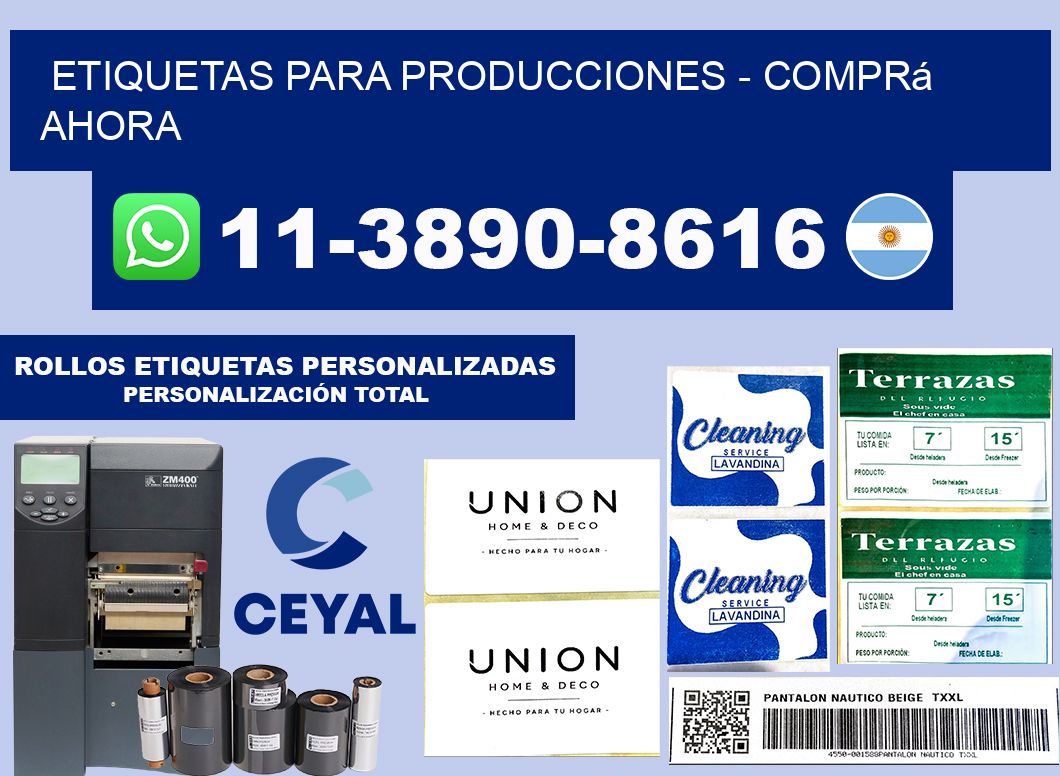 ETIQUETAS PARA PRODUCCIONES - Comprá ahora