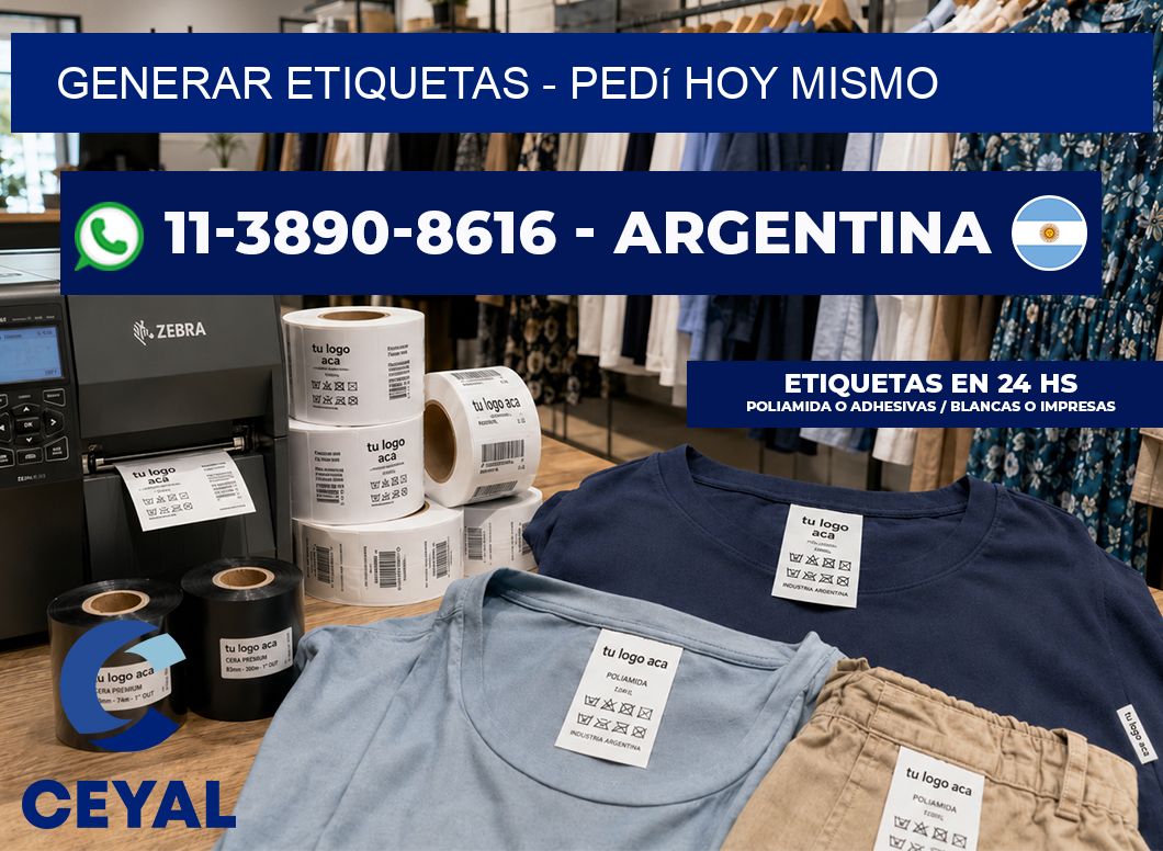 GENERAR ETIQUETAS – Pedí hoy mismo