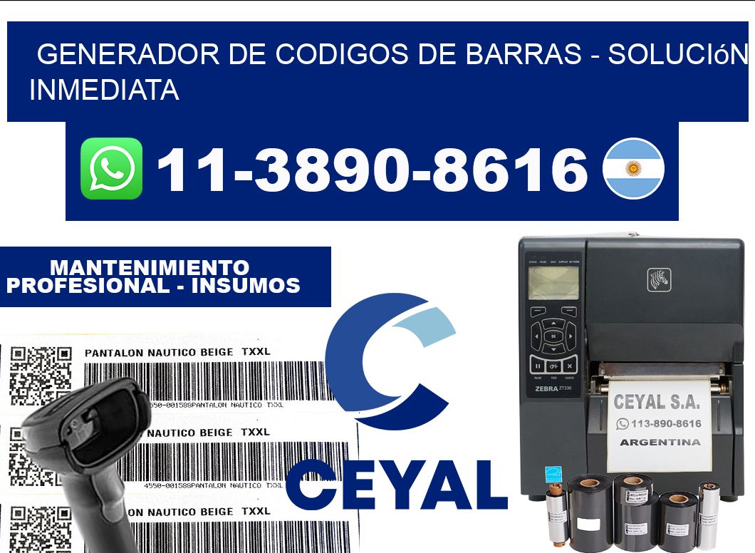 generador de codigos de barras - Solución inmediata