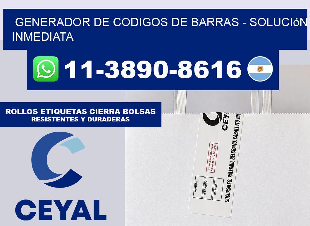generador de codigos de barras - Solución inmediata
