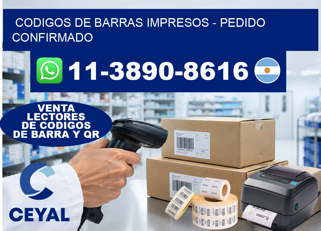 codigos de barras impresos - Pedido confirmado