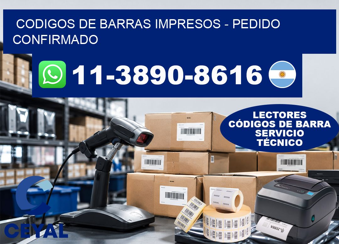 codigos de barras impresos - Pedido confirmado