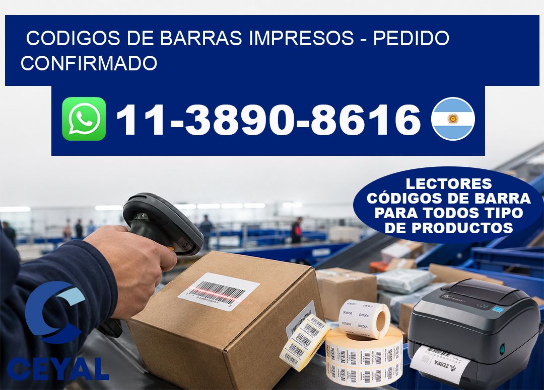 codigos de barras impresos – Pedido confirmado